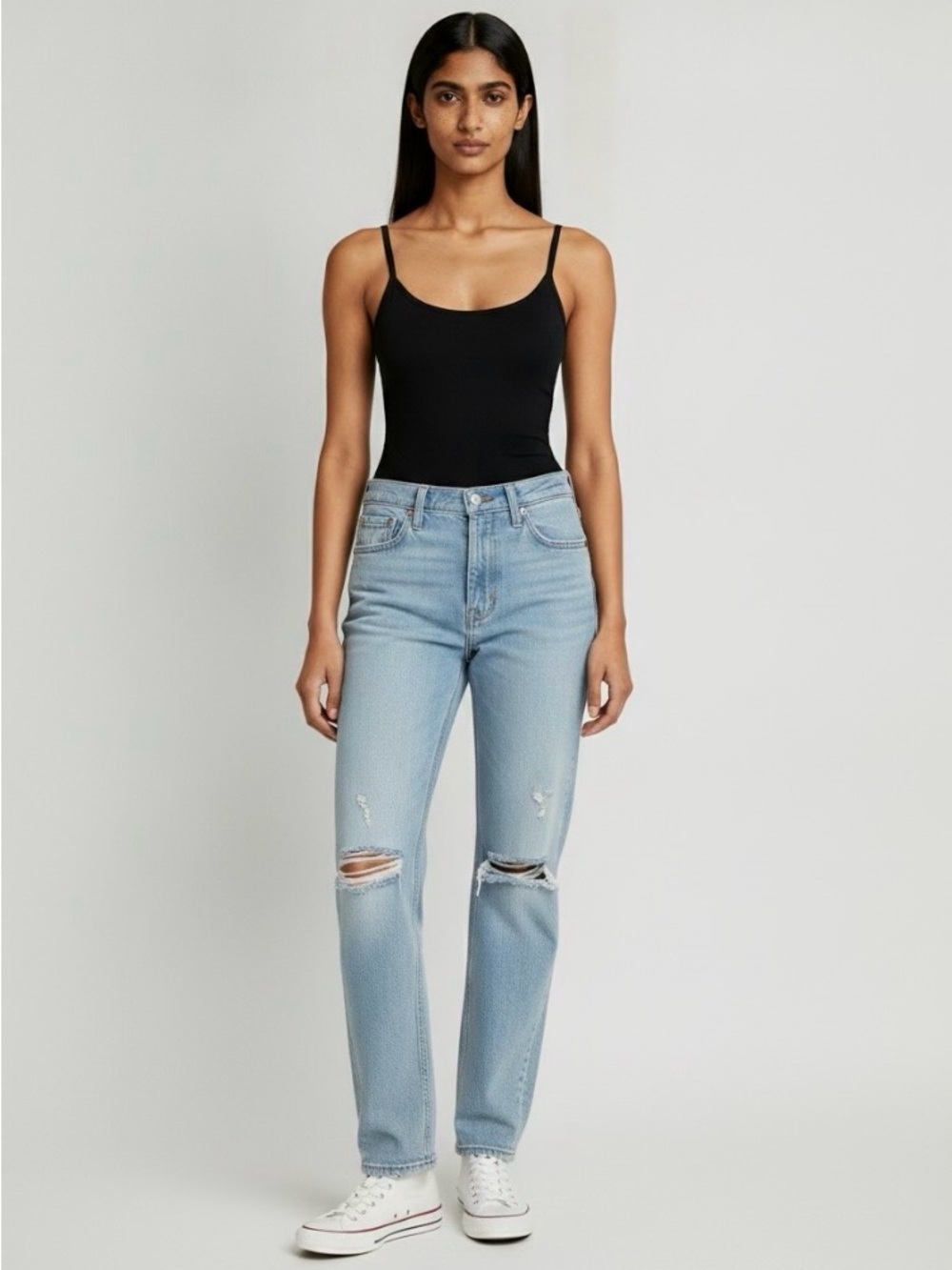 Levi’s Low Pro Light Wash Distressed Straight Leg Jeans
